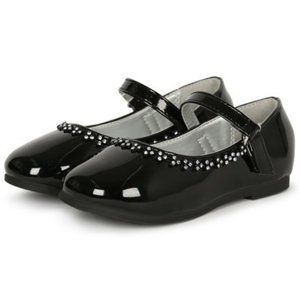 Little Angel Toddler Girls Rhinestone FLower Trim Velcro Mary Jane Dress Flats